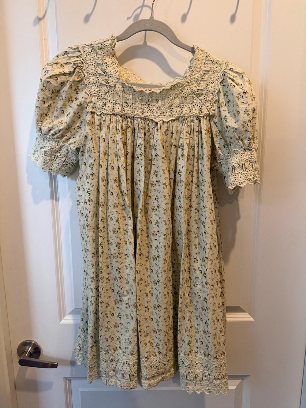 RARE Doen Cream Floral Smocked Mini Dress